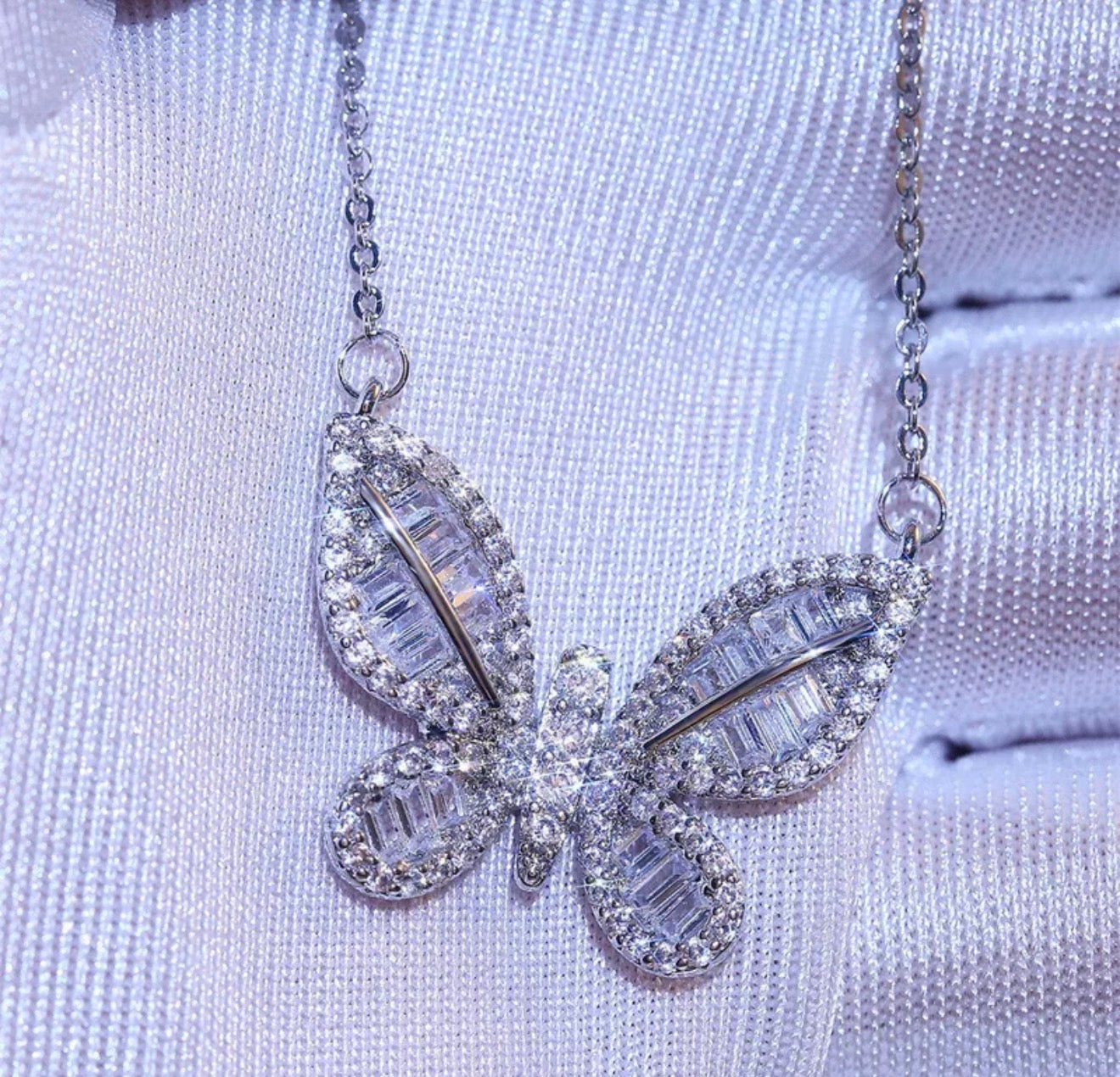 Necklace butterfly silver